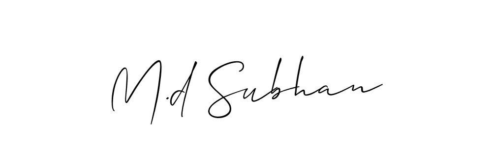 How to make M.d Subhan signature? Allison_Script is a professional autograph style. Create handwritten signature for M.d Subhan name. M.d Subhan signature style 2 images and pictures png