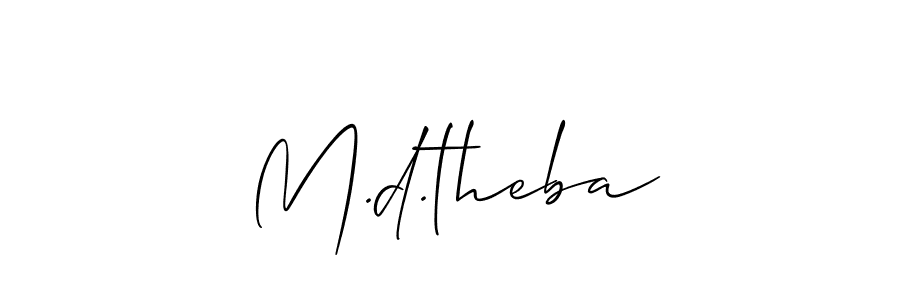 Also You can easily find your signature by using the search form. We will create M.d.theba name handwritten signature images for you free of cost using Allison_Script sign style. M.d.theba signature style 2 images and pictures png
