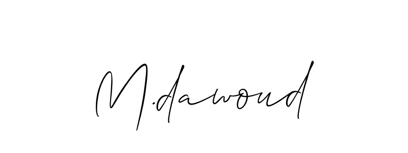 The best way (Allison_Script) to make a short signature is to pick only two or three words in your name. The name M.dawoud include a total of six letters. For converting this name. M.dawoud signature style 2 images and pictures png