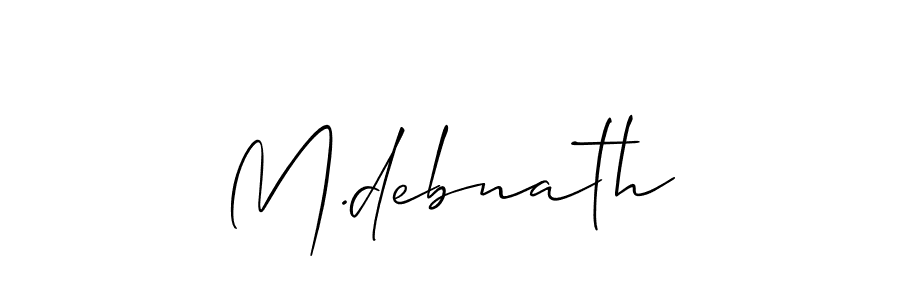 Design your own signature with our free online signature maker. With this signature software, you can create a handwritten (Allison_Script) signature for name M.debnath. M.debnath signature style 2 images and pictures png