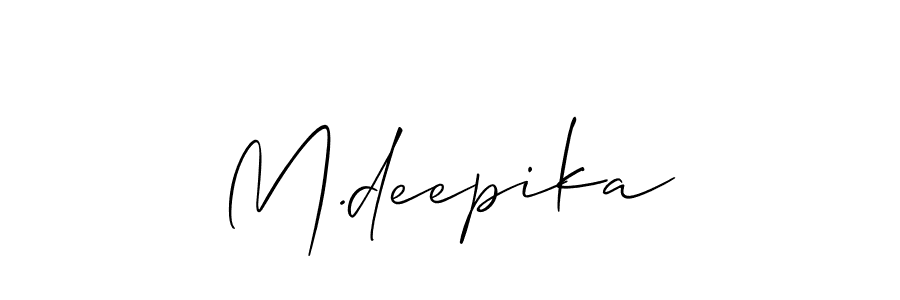 The best way (Allison_Script) to make a short signature is to pick only two or three words in your name. The name M.deepika include a total of six letters. For converting this name. M.deepika signature style 2 images and pictures png