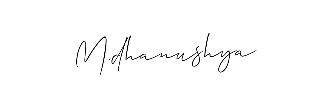 The best way (Allison_Script) to make a short signature is to pick only two or three words in your name. The name M.dhanushya include a total of six letters. For converting this name. M.dhanushya signature style 2 images and pictures png