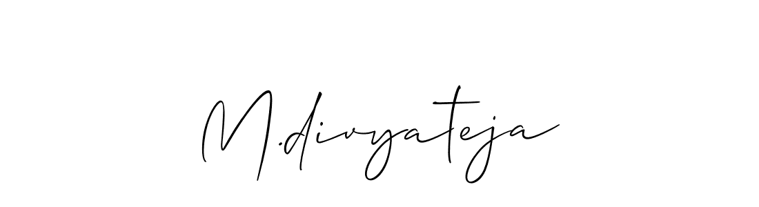 How to make M.divyateja name signature. Use Allison_Script style for creating short signs online. This is the latest handwritten sign. M.divyateja signature style 2 images and pictures png