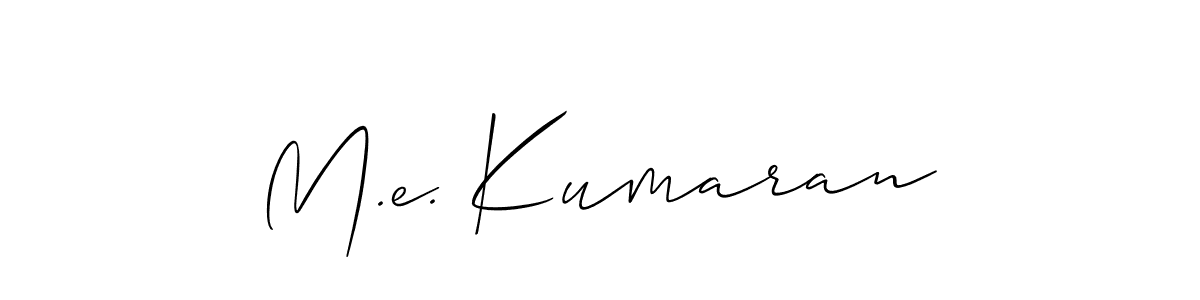 How to make M.e. Kumaran name signature. Use Allison_Script style for creating short signs online. This is the latest handwritten sign. M.e. Kumaran signature style 2 images and pictures png