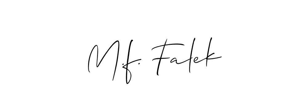 It looks lik you need a new signature style for name M.f. Falek. Design unique handwritten (Allison_Script) signature with our free signature maker in just a few clicks. M.f. Falek signature style 2 images and pictures png