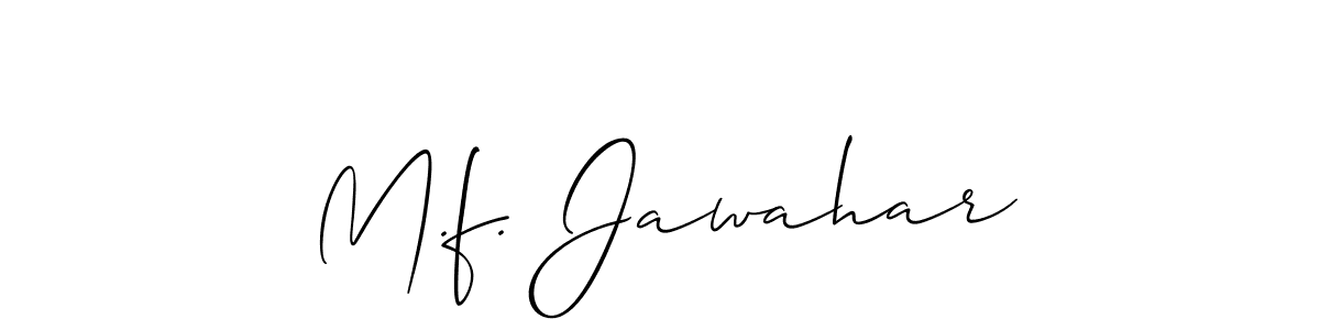 It looks lik you need a new signature style for name M.f. Jawahar. Design unique handwritten (Allison_Script) signature with our free signature maker in just a few clicks. M.f. Jawahar signature style 2 images and pictures png
