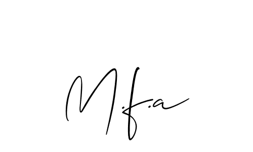 You should practise on your own different ways (Allison_Script) to write your name (M.f.a) in signature. don't let someone else do it for you. M.f.a signature style 2 images and pictures png