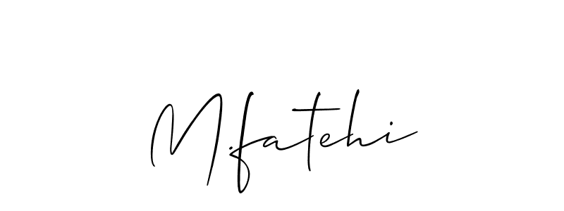 The best way (Allison_Script) to make a short signature is to pick only two or three words in your name. The name M.fatehi include a total of six letters. For converting this name. M.fatehi signature style 2 images and pictures png