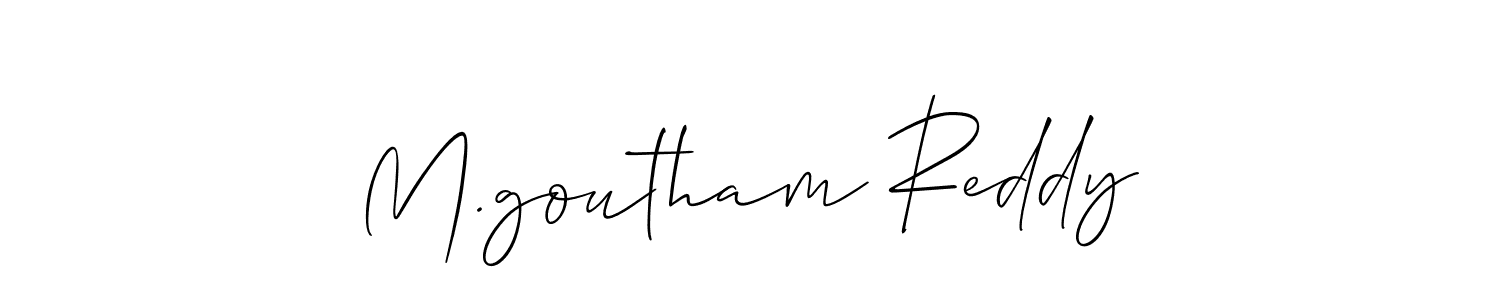 The best way (Allison_Script) to make a short signature is to pick only two or three words in your name. The name M.goutham Reddy include a total of six letters. For converting this name. M.goutham Reddy signature style 2 images and pictures png