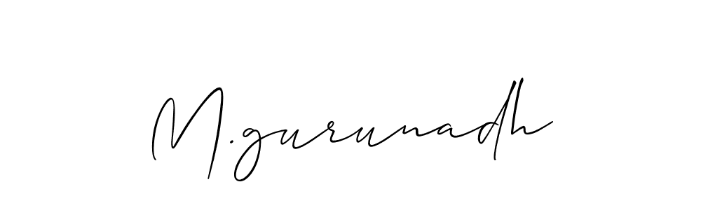 Allison_Script is a professional signature style that is perfect for those who want to add a touch of class to their signature. It is also a great choice for those who want to make their signature more unique. Get M.gurunadh name to fancy signature for free. M.gurunadh signature style 2 images and pictures png