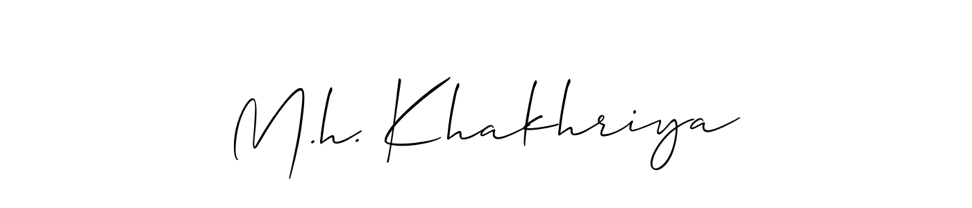 The best way (Allison_Script) to make a short signature is to pick only two or three words in your name. The name M.h. Khakhriya include a total of six letters. For converting this name. M.h. Khakhriya signature style 2 images and pictures png