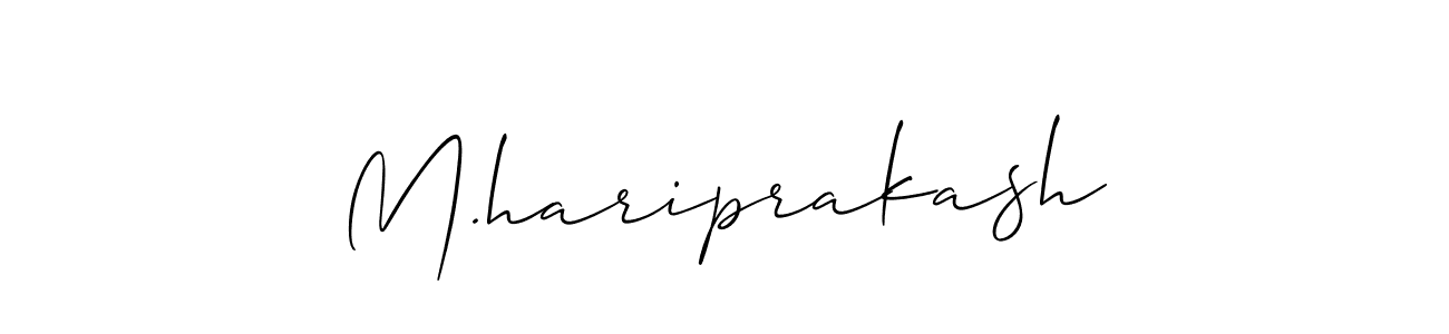 Use a signature maker to create a handwritten signature online. With this signature software, you can design (Allison_Script) your own signature for name M.hariprakash. M.hariprakash signature style 2 images and pictures png