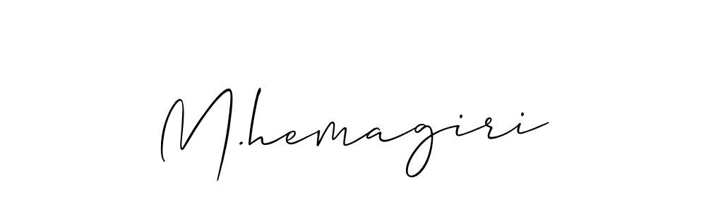 The best way (Allison_Script) to make a short signature is to pick only two or three words in your name. The name M.hemagiri include a total of six letters. For converting this name. M.hemagiri signature style 2 images and pictures png