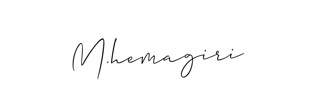 Allison_Script is a professional signature style that is perfect for those who want to add a touch of class to their signature. It is also a great choice for those who want to make their signature more unique. Get M.hemagiri name to fancy signature for free. M.hemagiri signature style 2 images and pictures png