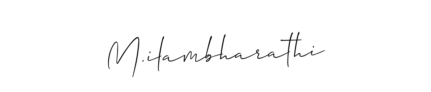 if you are searching for the best signature style for your name M.ilambharathi. so please give up your signature search. here we have designed multiple signature styles  using Allison_Script. M.ilambharathi signature style 2 images and pictures png