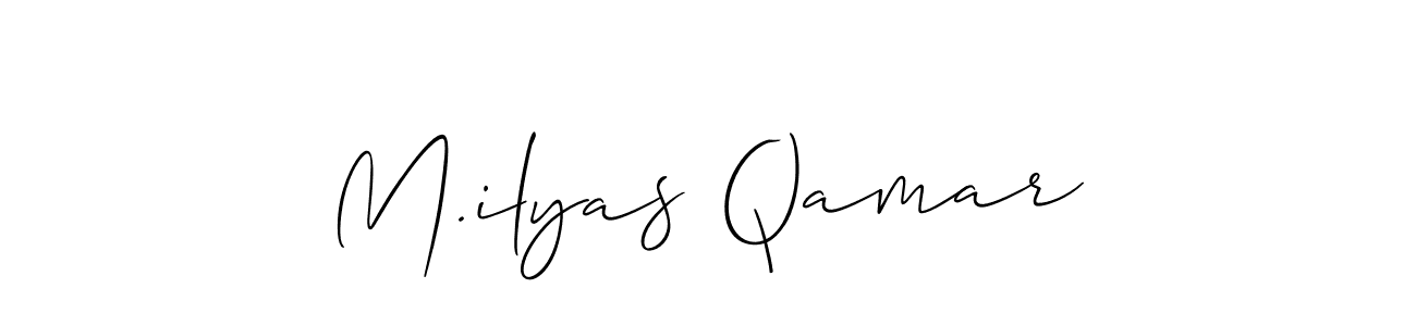 The best way (Allison_Script) to make a short signature is to pick only two or three words in your name. The name M.ilyas Qamar include a total of six letters. For converting this name. M.ilyas Qamar signature style 2 images and pictures png