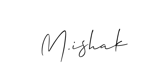if you are searching for the best signature style for your name M.ishak. so please give up your signature search. here we have designed multiple signature styles  using Allison_Script. M.ishak signature style 2 images and pictures png