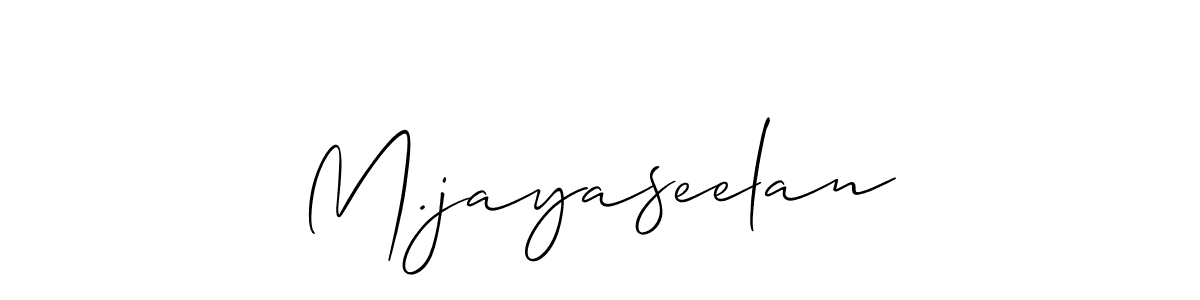 Also You can easily find your signature by using the search form. We will create M.jayaseelan name handwritten signature images for you free of cost using Allison_Script sign style. M.jayaseelan signature style 2 images and pictures png