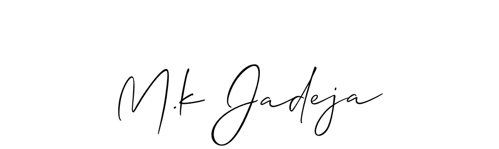 Also we have M.k Jadeja name is the best signature style. Create professional handwritten signature collection using Allison_Script autograph style. M.k Jadeja signature style 2 images and pictures png