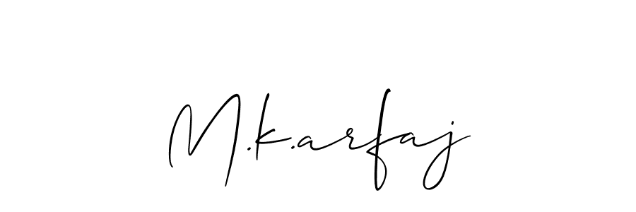 Also You can easily find your signature by using the search form. We will create M.k.arfaj name handwritten signature images for you free of cost using Allison_Script sign style. M.k.arfaj signature style 2 images and pictures png