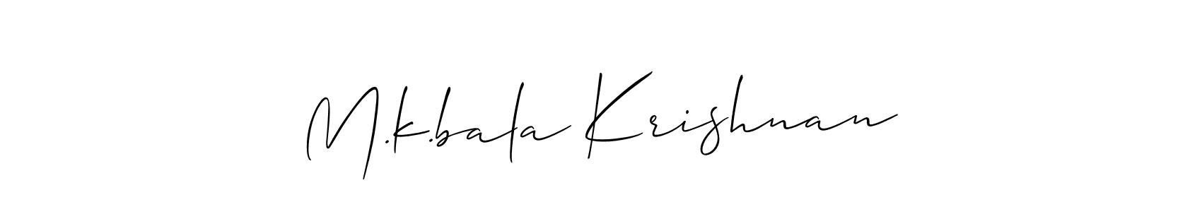 Also we have M.k.bala Krishnan name is the best signature style. Create professional handwritten signature collection using Allison_Script autograph style. M.k.bala Krishnan signature style 2 images and pictures png