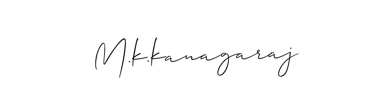 Make a beautiful signature design for name M.k.kanagaraj. With this signature (Allison_Script) style, you can create a handwritten signature for free. M.k.kanagaraj signature style 2 images and pictures png