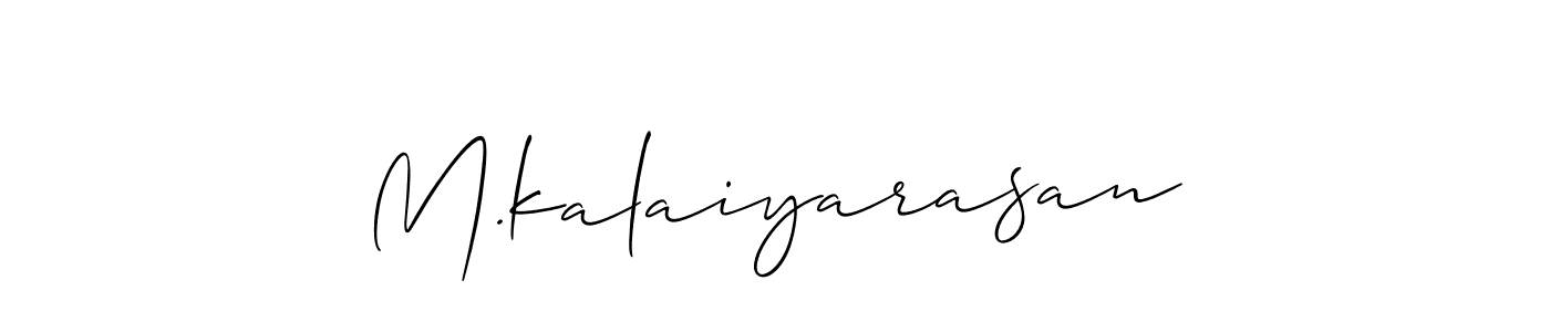 Allison_Script is a professional signature style that is perfect for those who want to add a touch of class to their signature. It is also a great choice for those who want to make their signature more unique. Get M.kalaiyarasan name to fancy signature for free. M.kalaiyarasan signature style 2 images and pictures png