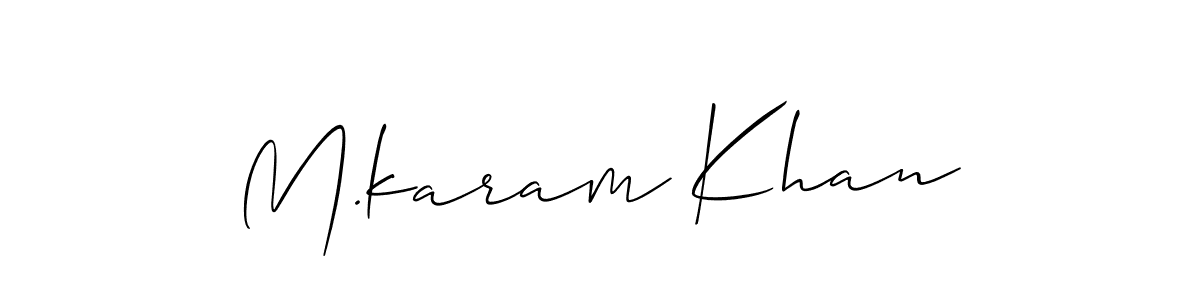 Make a short M.karam Khan signature style. Manage your documents anywhere anytime using Allison_Script. Create and add eSignatures, submit forms, share and send files easily. M.karam Khan signature style 2 images and pictures png