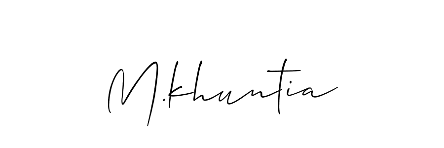 Also we have M.khuntia name is the best signature style. Create professional handwritten signature collection using Allison_Script autograph style. M.khuntia signature style 2 images and pictures png