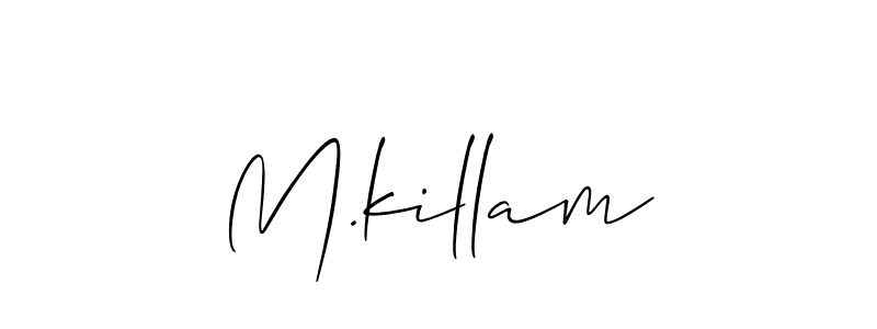 Make a beautiful signature design for name M.killam. With this signature (Allison_Script) style, you can create a handwritten signature for free. M.killam signature style 2 images and pictures png