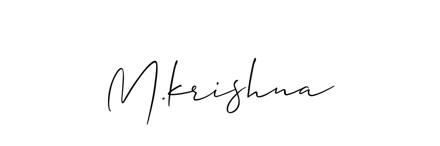 The best way (Allison_Script) to make a short signature is to pick only two or three words in your name. The name M.krishna include a total of six letters. For converting this name. M.krishna signature style 2 images and pictures png