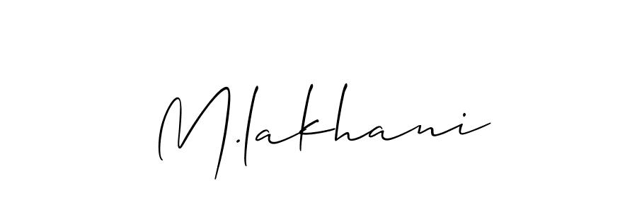 The best way (Allison_Script) to make a short signature is to pick only two or three words in your name. The name M.lakhani include a total of six letters. For converting this name. M.lakhani signature style 2 images and pictures png