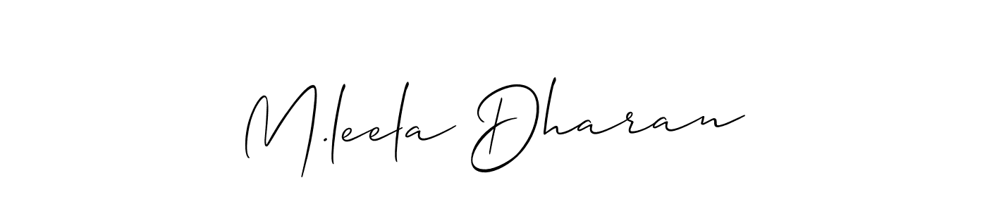 Allison_Script is a professional signature style that is perfect for those who want to add a touch of class to their signature. It is also a great choice for those who want to make their signature more unique. Get M.leela Dharan name to fancy signature for free. M.leela Dharan signature style 2 images and pictures png