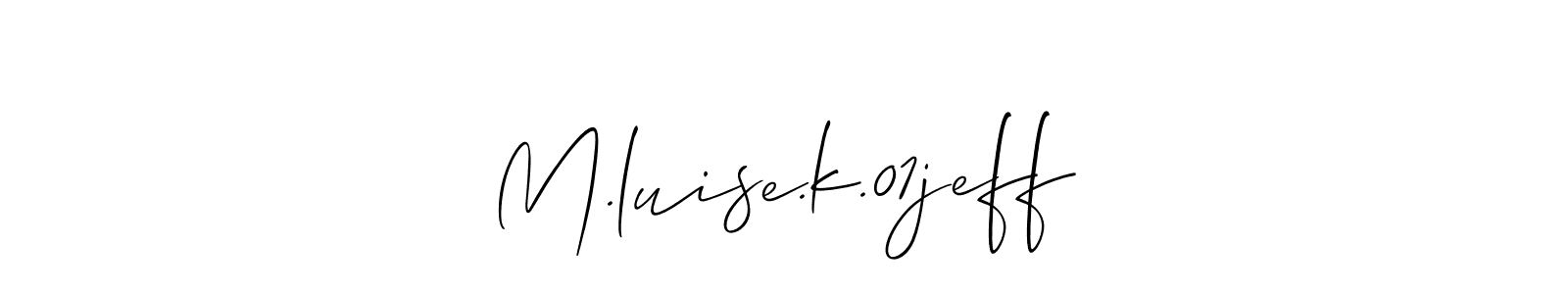 Similarly Allison_Script is the best handwritten signature design. Signature creator online .You can use it as an online autograph creator for name M.luise.k.01jeff. M.luise.k.01jeff signature style 2 images and pictures png