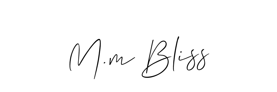 Allison_Script is a professional signature style that is perfect for those who want to add a touch of class to their signature. It is also a great choice for those who want to make their signature more unique. Get M.m Bliss name to fancy signature for free. M.m Bliss signature style 2 images and pictures png