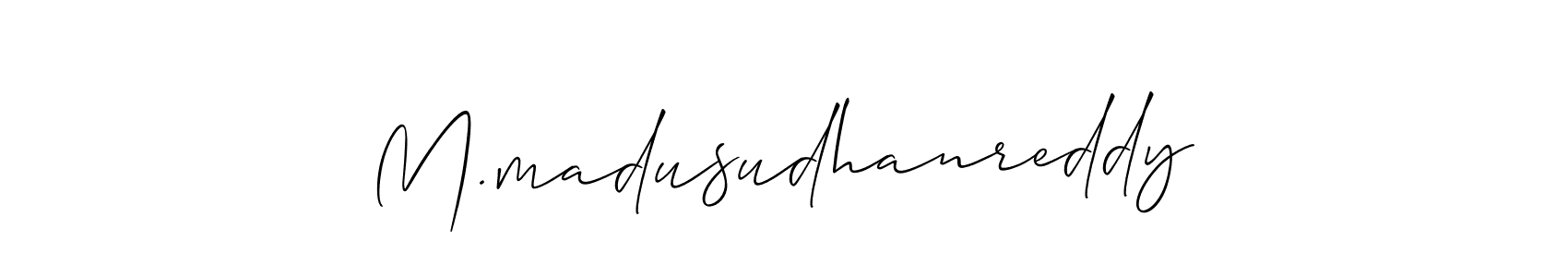 Also we have M.madusudhanreddy name is the best signature style. Create professional handwritten signature collection using Allison_Script autograph style. M.madusudhanreddy signature style 2 images and pictures png