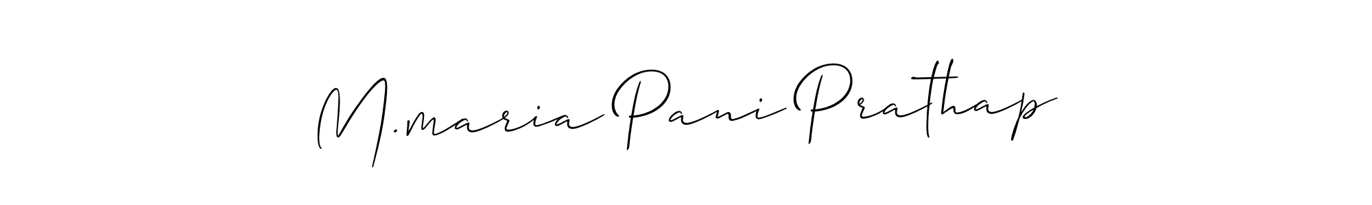 This is the best signature style for the M.maria Pani Prathap name. Also you like these signature font (Allison_Script). Mix name signature. M.maria Pani Prathap signature style 2 images and pictures png