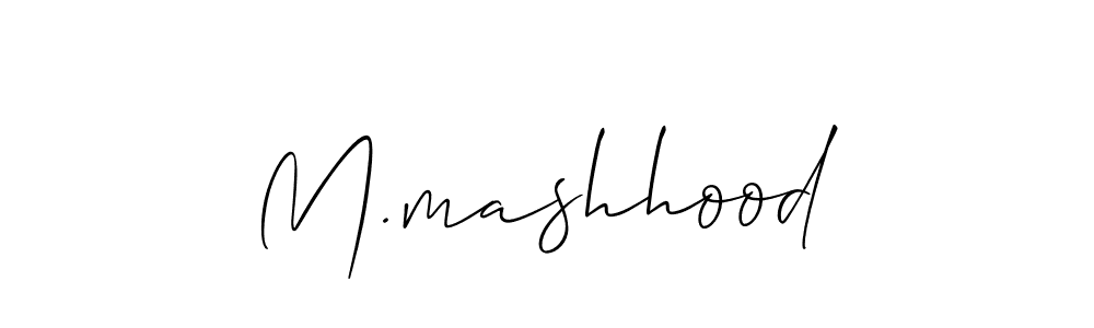 The best way (Allison_Script) to make a short signature is to pick only two or three words in your name. The name M.mashhood include a total of six letters. For converting this name. M.mashhood signature style 2 images and pictures png