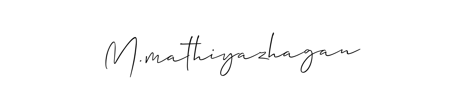 if you are searching for the best signature style for your name M.mathiyazhagan. so please give up your signature search. here we have designed multiple signature styles  using Allison_Script. M.mathiyazhagan signature style 2 images and pictures png