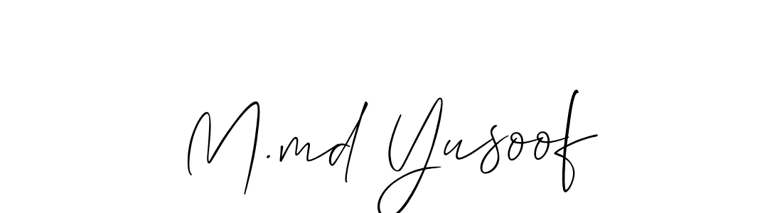 Design your own signature with our free online signature maker. With this signature software, you can create a handwritten (Allison_Script) signature for name M.md Yusoof. M.md Yusoof signature style 2 images and pictures png