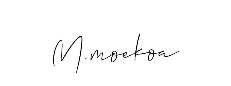 Allison_Script is a professional signature style that is perfect for those who want to add a touch of class to their signature. It is also a great choice for those who want to make their signature more unique. Get M.moekoa name to fancy signature for free. M.moekoa signature style 2 images and pictures png