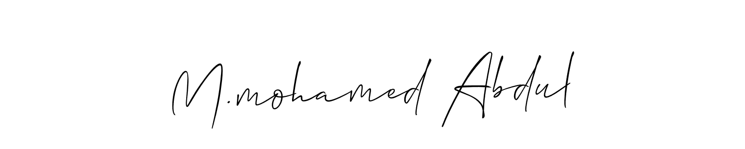 Design your own signature with our free online signature maker. With this signature software, you can create a handwritten (Allison_Script) signature for name M.mohamed Abdul. M.mohamed Abdul signature style 2 images and pictures png