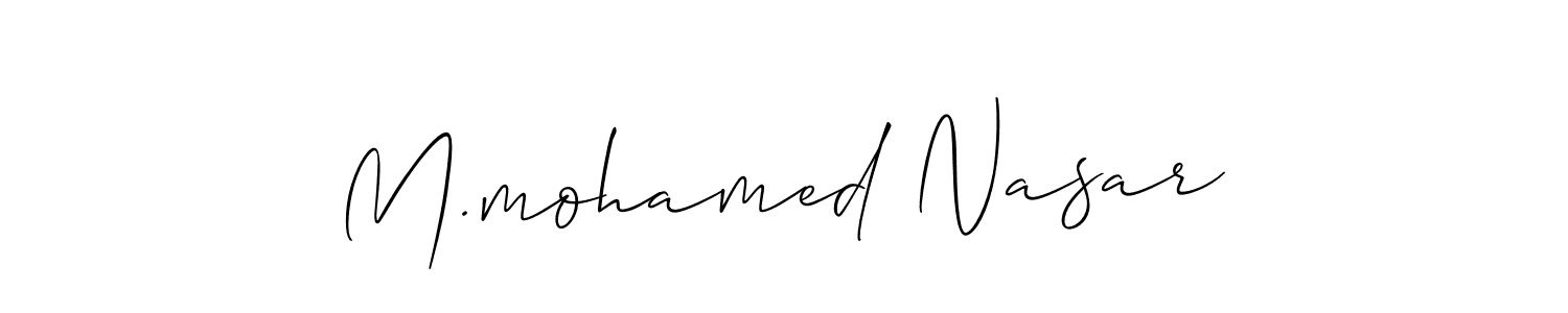 How to make M.mohamed Nasar name signature. Use Allison_Script style for creating short signs online. This is the latest handwritten sign. M.mohamed Nasar signature style 2 images and pictures png