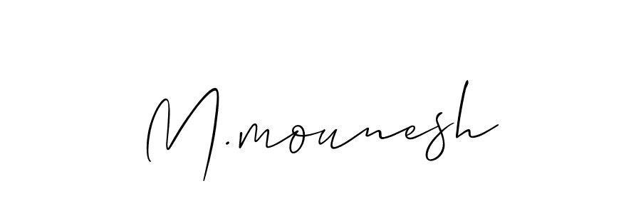 Allison_Script is a professional signature style that is perfect for those who want to add a touch of class to their signature. It is also a great choice for those who want to make their signature more unique. Get M.mounesh name to fancy signature for free. M.mounesh signature style 2 images and pictures png