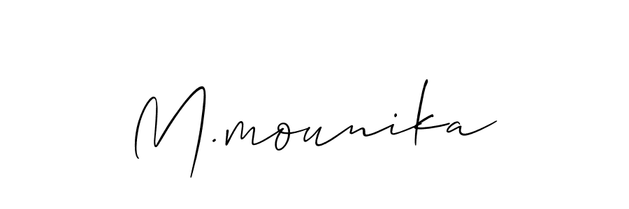 How to Draw M.mounika signature style? Allison_Script is a latest design signature styles for name M.mounika. M.mounika signature style 2 images and pictures png