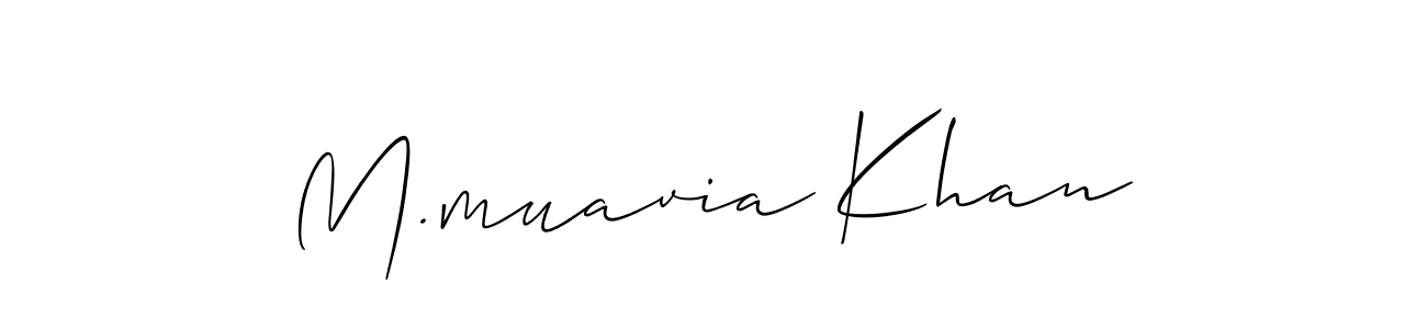 How to make M.muavia Khan name signature. Use Allison_Script style for creating short signs online. This is the latest handwritten sign. M.muavia Khan signature style 2 images and pictures png