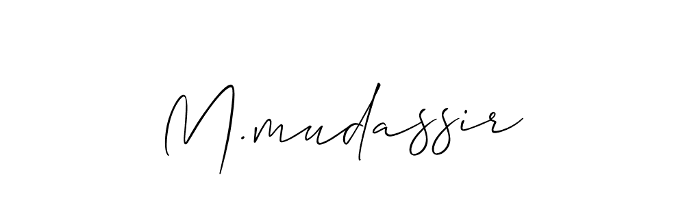 Use a signature maker to create a handwritten signature online. With this signature software, you can design (Allison_Script) your own signature for name M.mudassir. M.mudassir signature style 2 images and pictures png