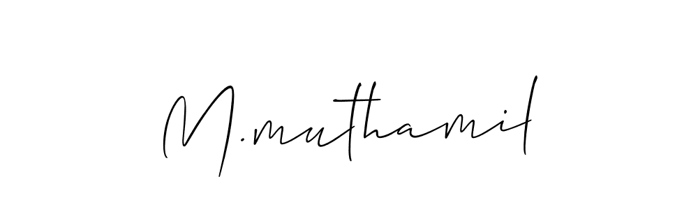 Also You can easily find your signature by using the search form. We will create M.muthamil name handwritten signature images for you free of cost using Allison_Script sign style. M.muthamil signature style 2 images and pictures png