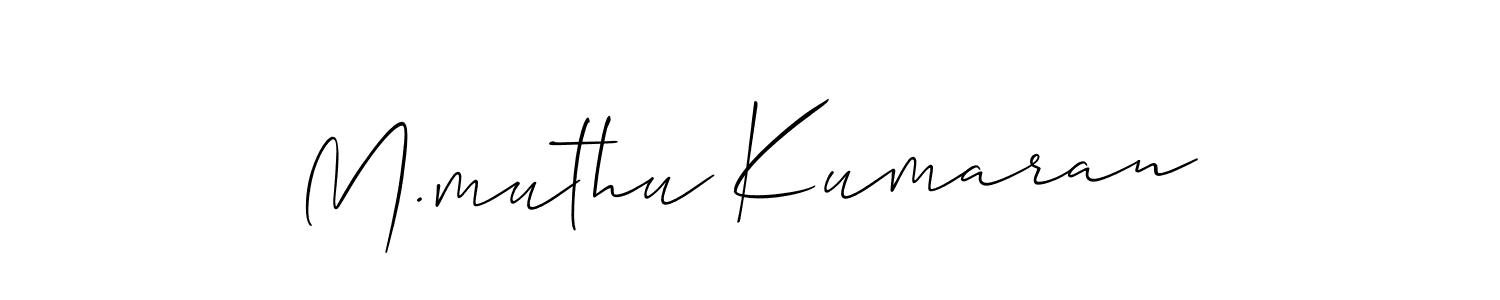 You should practise on your own different ways (Allison_Script) to write your name (M.muthu Kumaran) in signature. don't let someone else do it for you. M.muthu Kumaran signature style 2 images and pictures png