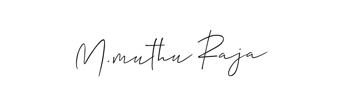 Use a signature maker to create a handwritten signature online. With this signature software, you can design (Allison_Script) your own signature for name M.muthu Raja. M.muthu Raja signature style 2 images and pictures png